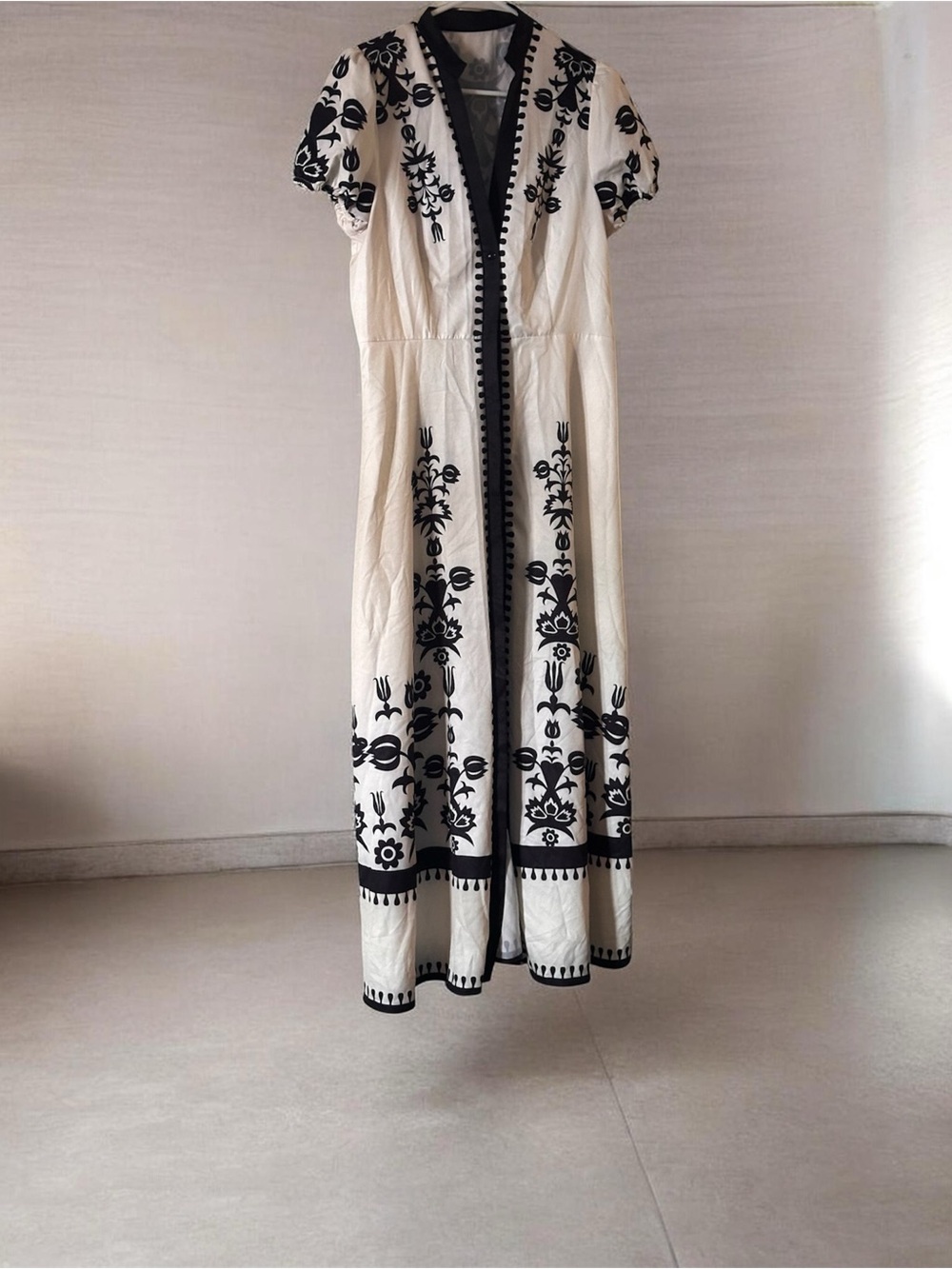 Womens Cream and Black  Maxi Dress